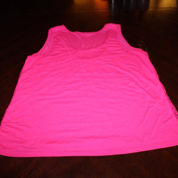 Bobbie & Brooks Hot Pink Lace Tank 1X Sheer Layering Y2K Cottagecore - Picture 6 of 9